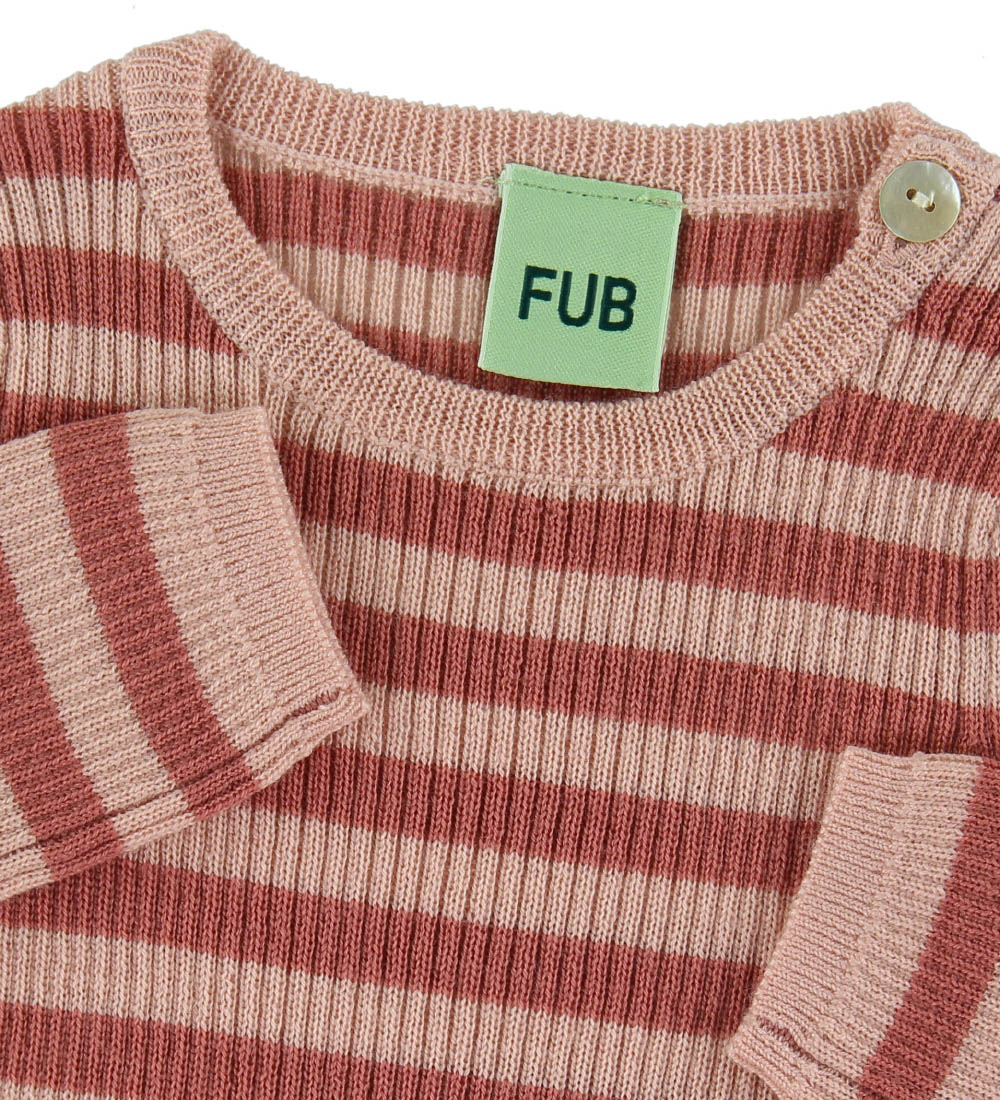 FUB Bluse - Baby Rib - Uld - Coral/Pale Pink