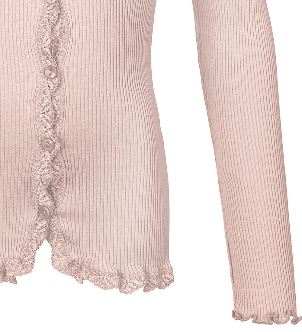 Rosemunde Cardigan - Silke/Bomuld - Rib - Vintage Powder