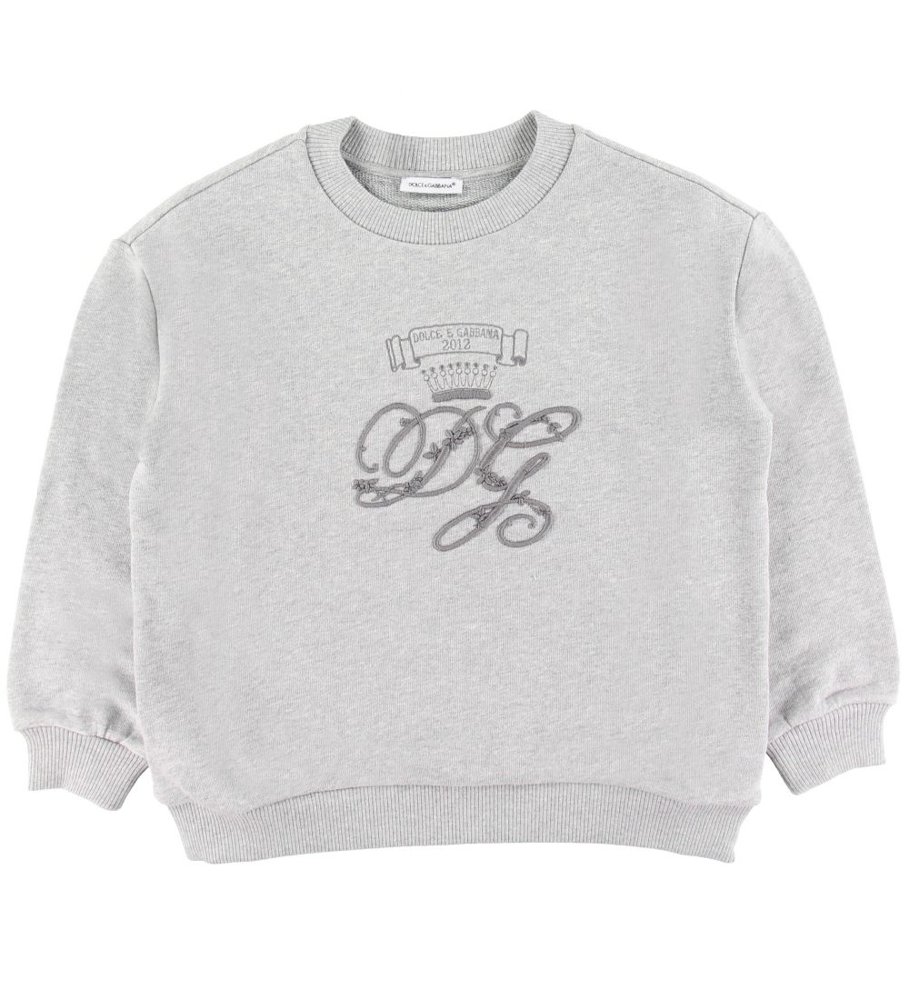 Dolce & Gabbana Sweatshirt - Gråmeleret m. Broderi