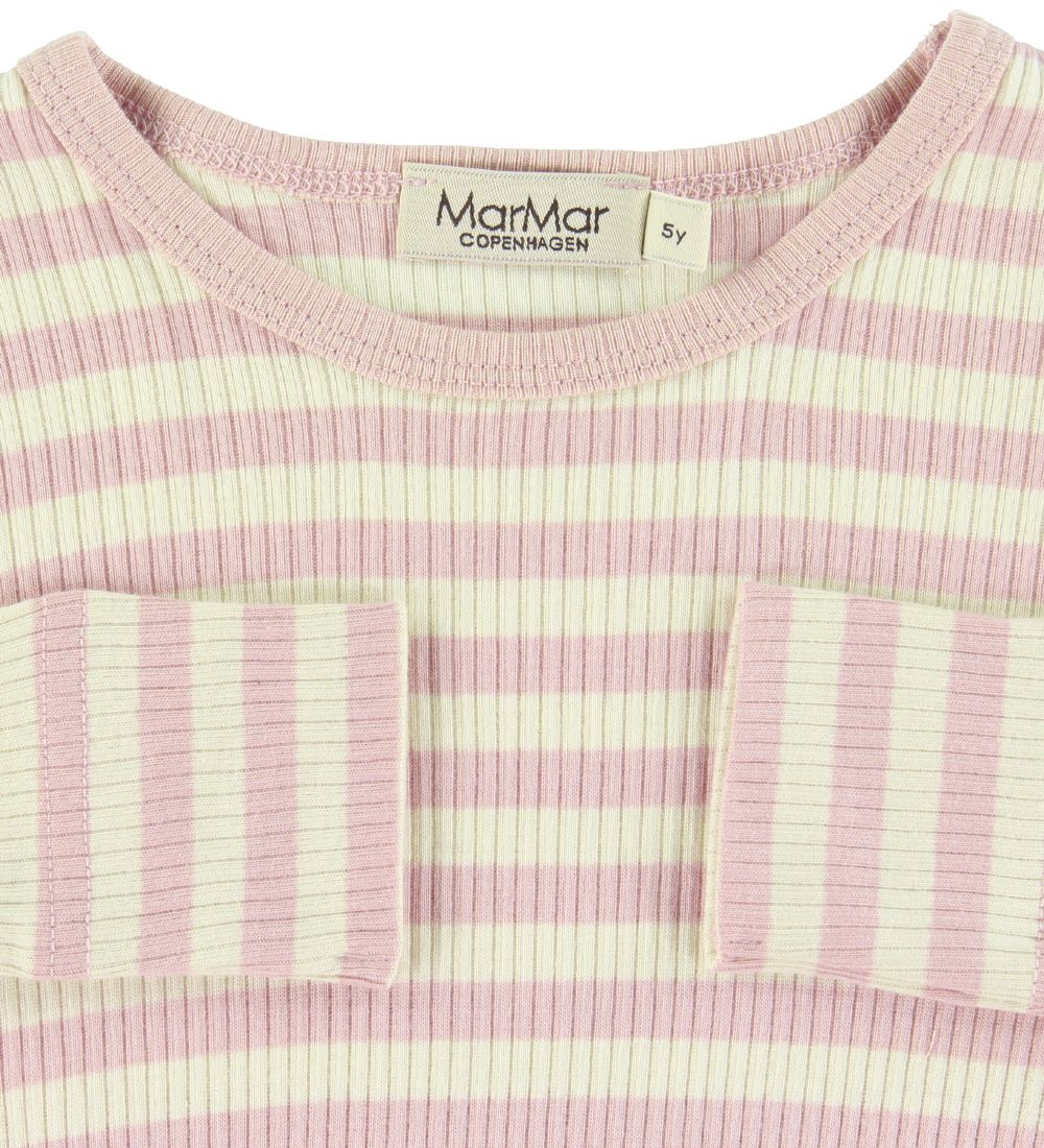 MarMar Bluse - Rib - Rose/Off-White
