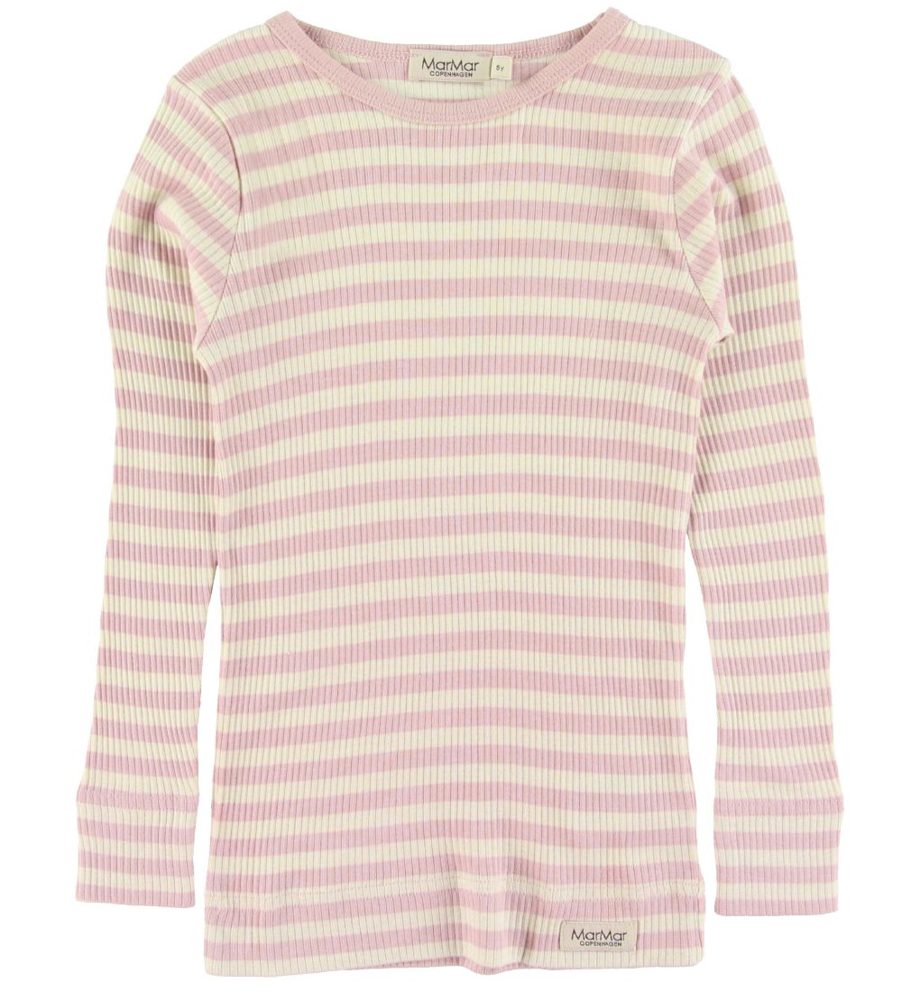 MarMar Bluse - Rib - Rose/Off-White