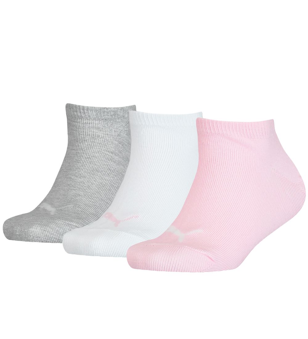 Puma Ankeltrømper - 3-pak - Rosa/Hvid/Gråmeleret