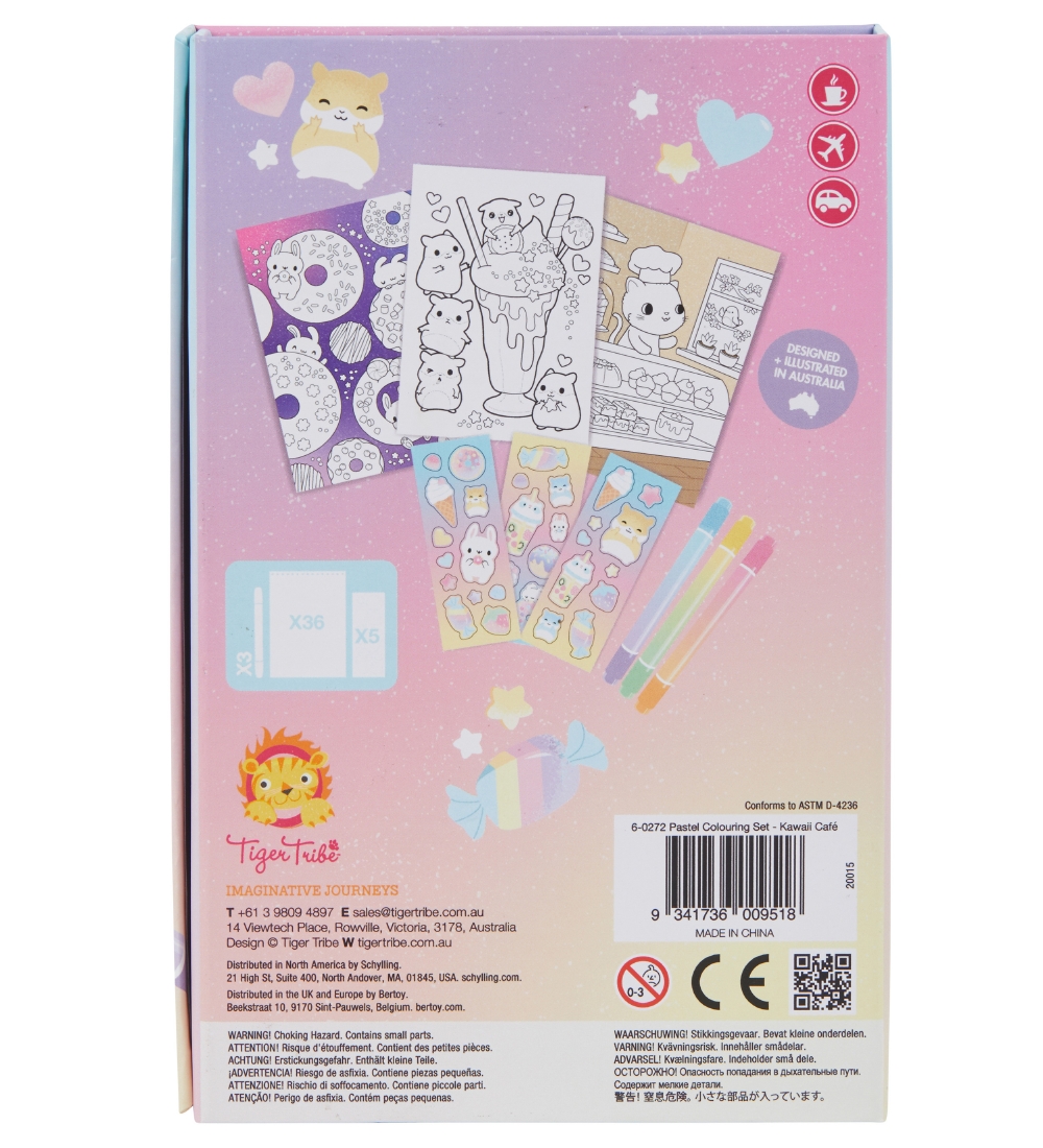 Tiger Tribe Farvesæt - Pastel Colouring Set - Kawaii Café