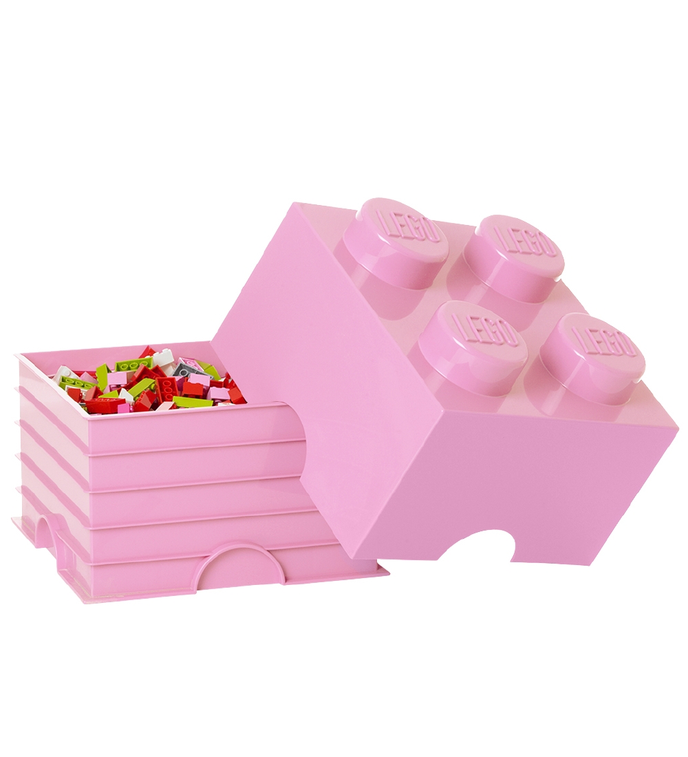 LEGO® Storage Opbevaringsboks - 4 Knopper - 25x25x18 - Lyserød