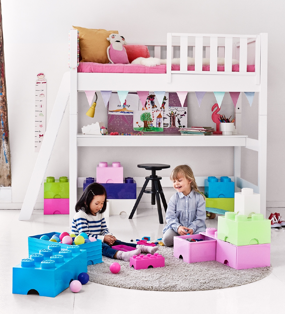 LEGO® Storage Opbevaringsboks - 4 Knopper - 25x25x18 - Lyserød