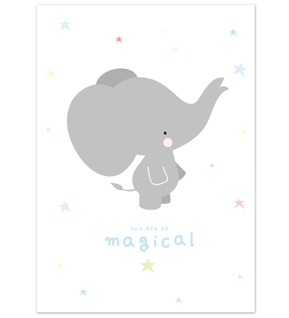 A Little Lovely Company Plakat - 50x70 - Gr Elefant