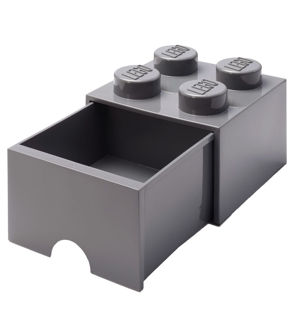 LEGO® Storage Opbevaringsskuffe - 4 Knopper - 25x25x18 - Mørkegr