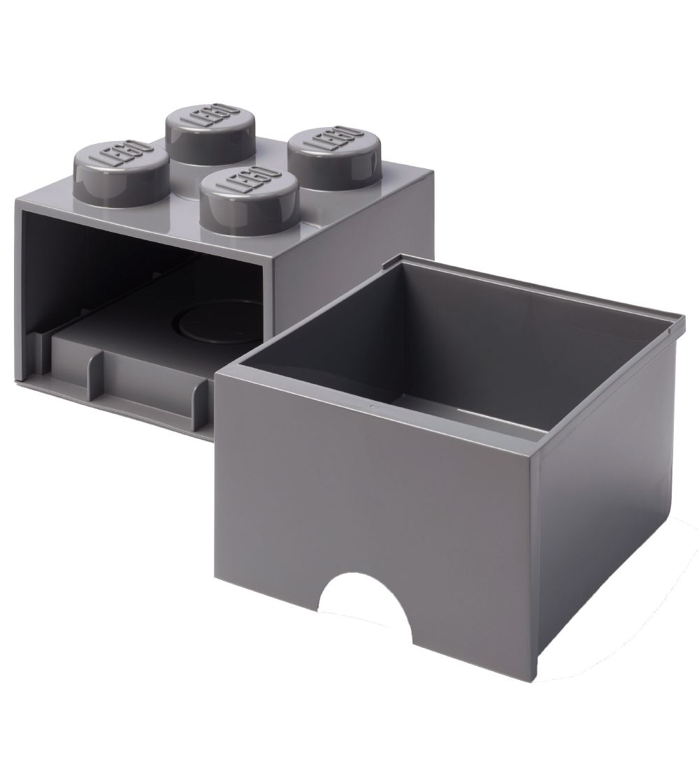 LEGO® Storage Opbevaringsskuffe - 4 Knopper - 25x25x18 - Mørkegr