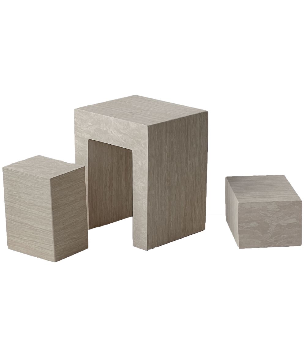 bObles Square - Marble Living - 3 stk. - 35x30x16 cm - Dark Smok