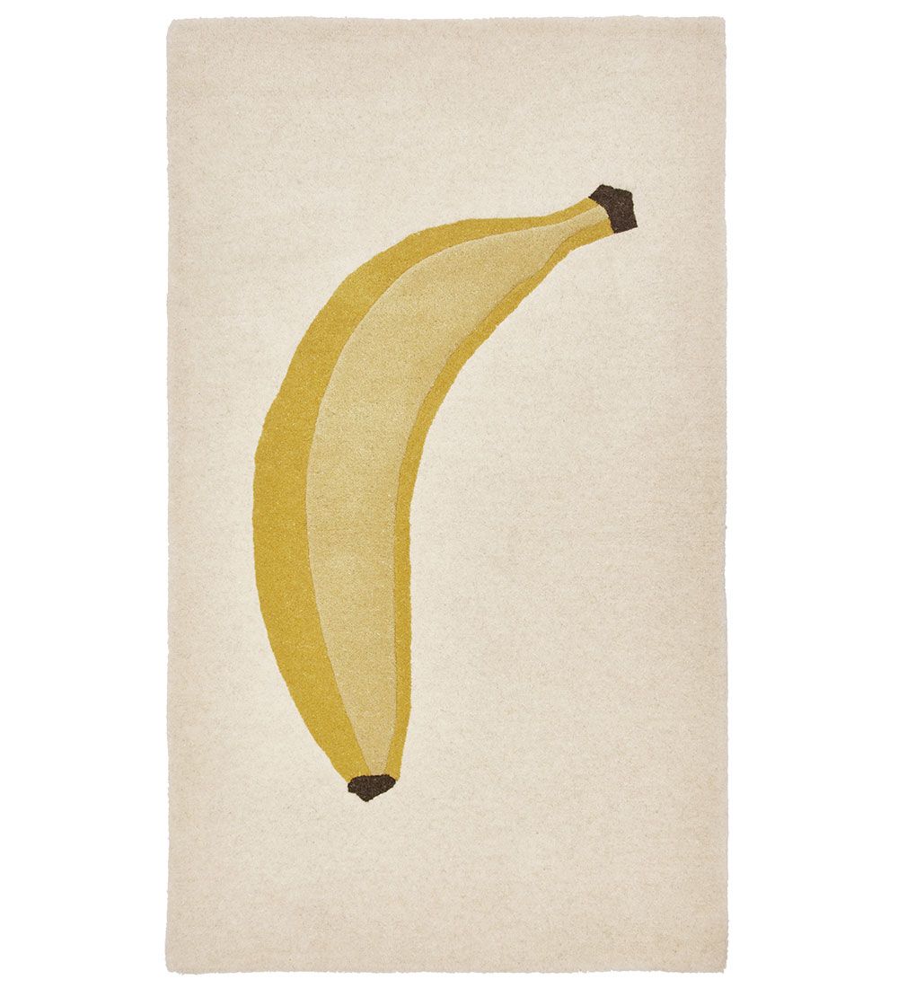 OYOY Gulvtæppe - 140x80 cm - Gul m. Banan