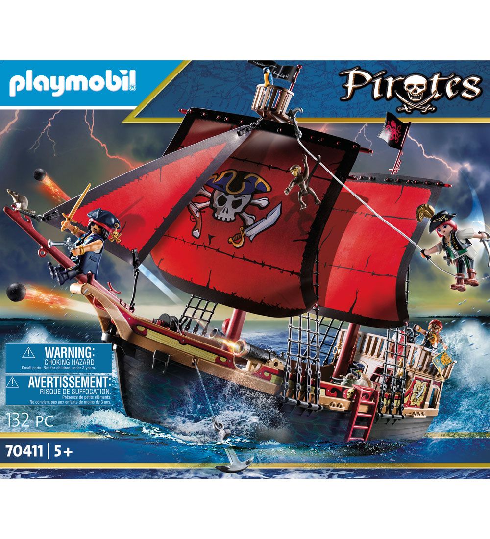 Playmobil Pirates - Ddningehoved-Kampskib - 70411 - 132 Dele