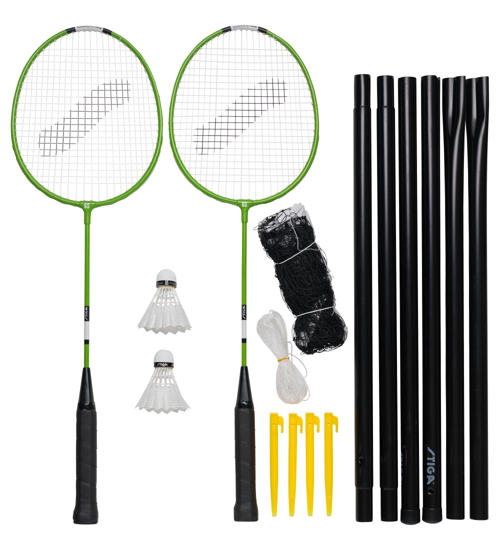Stiga Badmintonsæt - Ketcher/Net/Fjerbolde - Grøn m. 2 Ketchere
