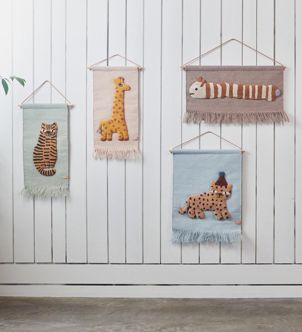 OYOY Vægtæppe - 68x50 cm - Leopard - Dusty Blue
