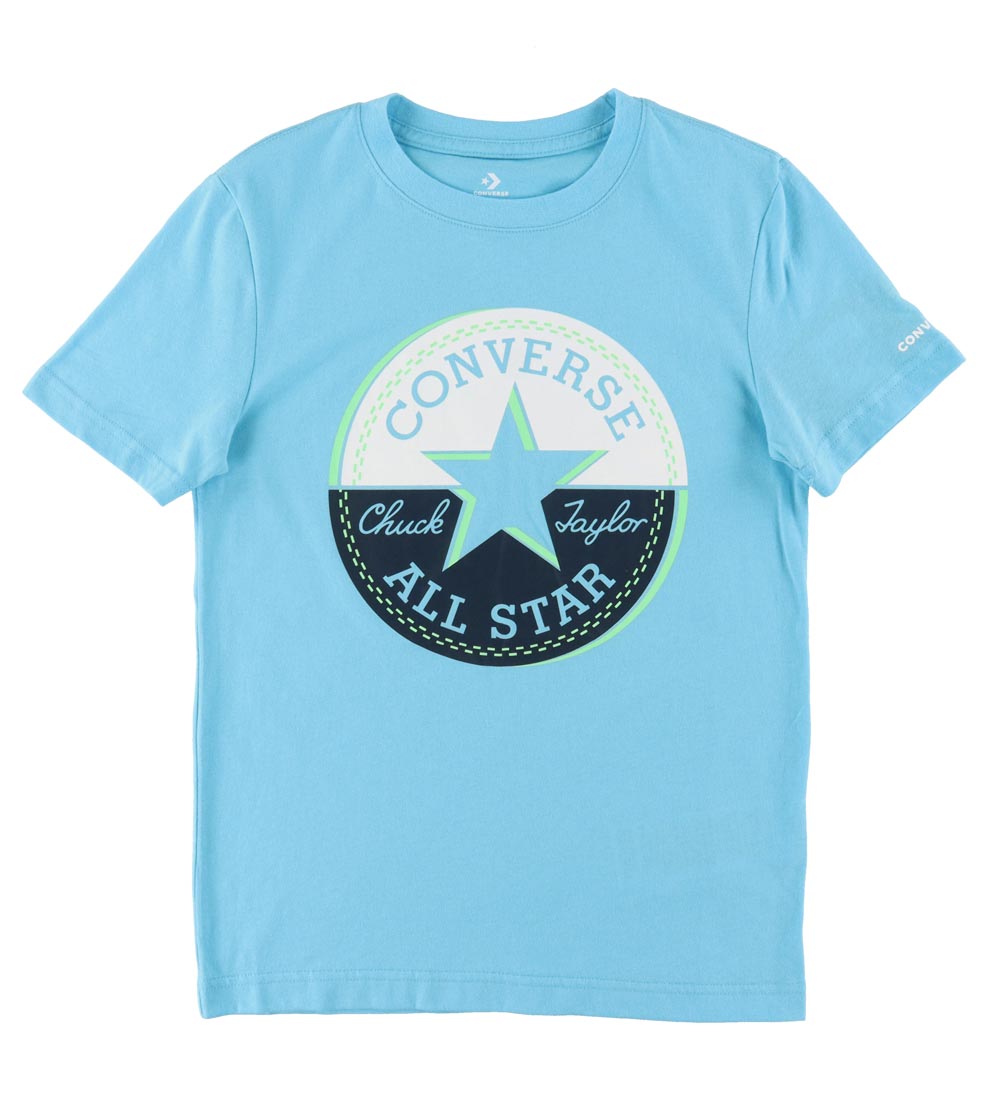 Converse T-shirt - Bleached Cyan m. Logo