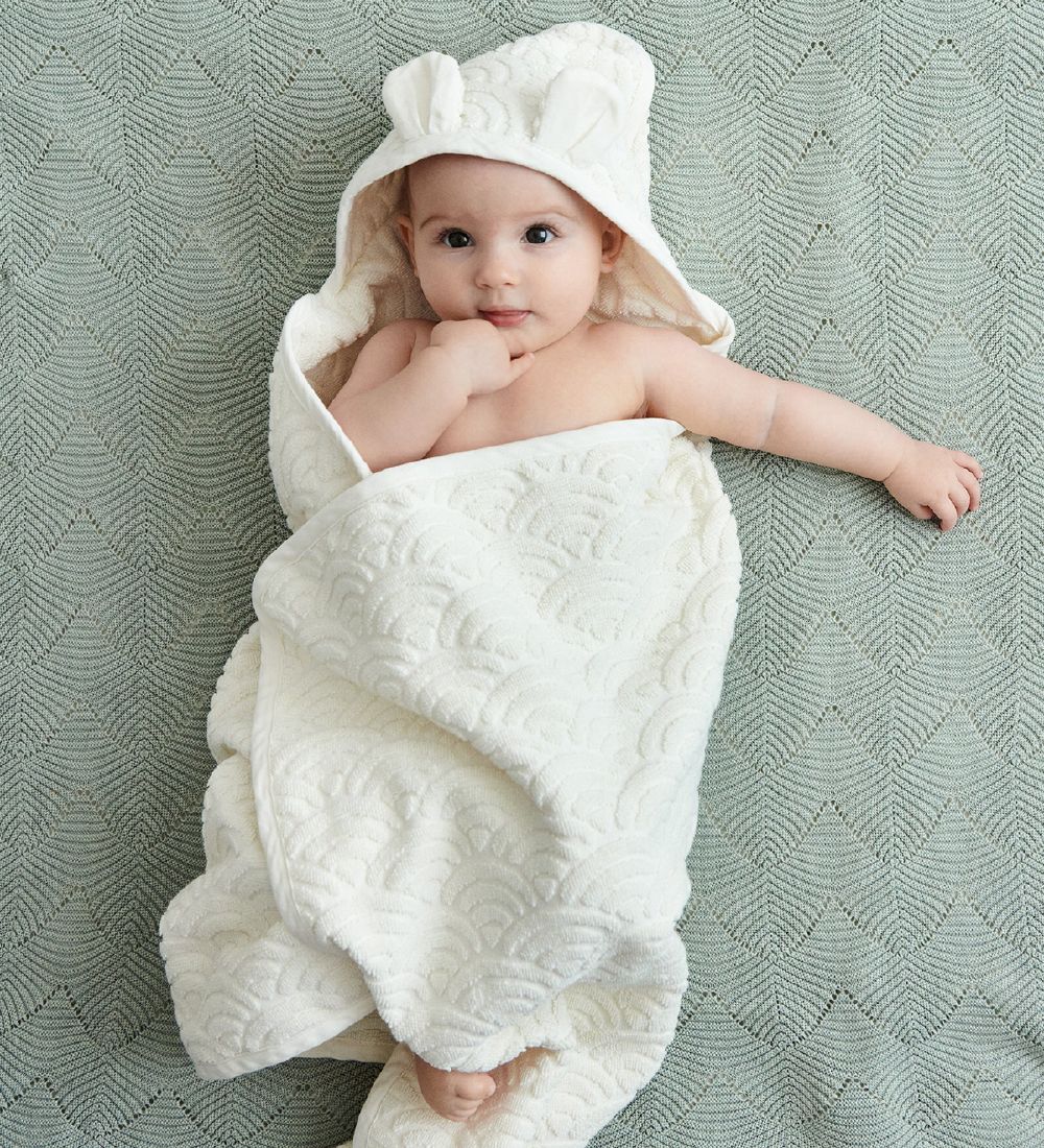 Cam Cam Babyhåndklæde - 70x130 cm - Off-White m. Ører