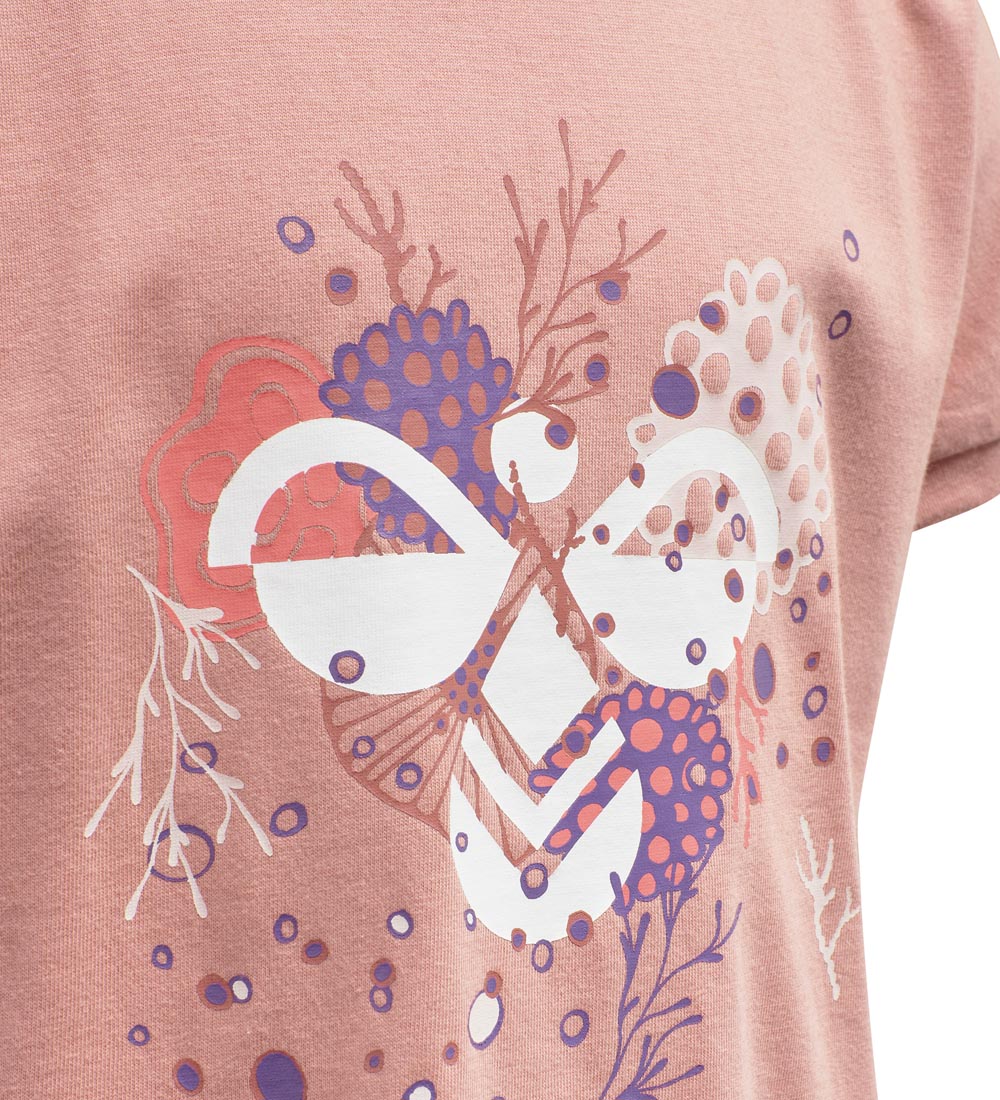 Hummel T-shirt - hmlAtlantis - Rosa m. Print
