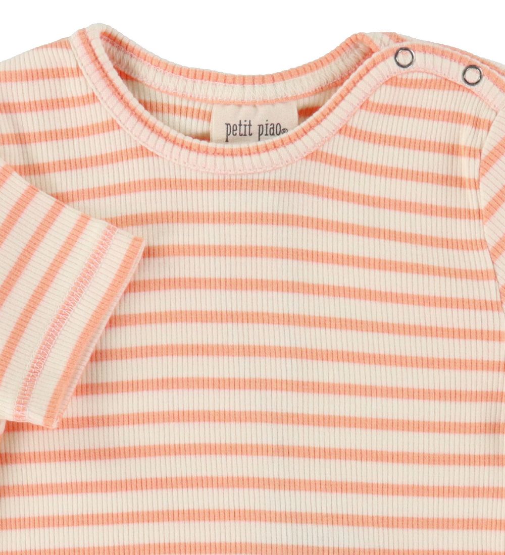 Petit Piao T-shirt - Modal Striped - Peach Naught/Eggnog