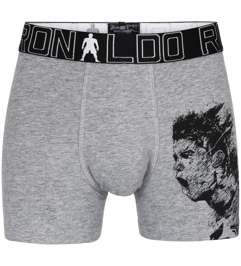 Ronaldo Boxershorts - 2-pak - Gråmeleret/Sort m. Mønster