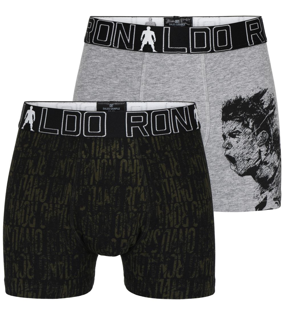 Ronaldo Boxershorts - 2-pak - Gråmeleret/Sort m. Mønster