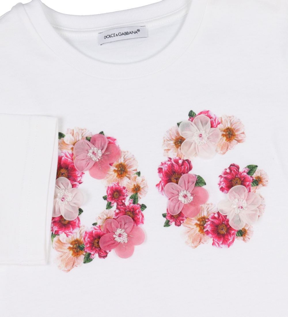 Dolce & Gabbana T-shirt - Hvid m. Blomster