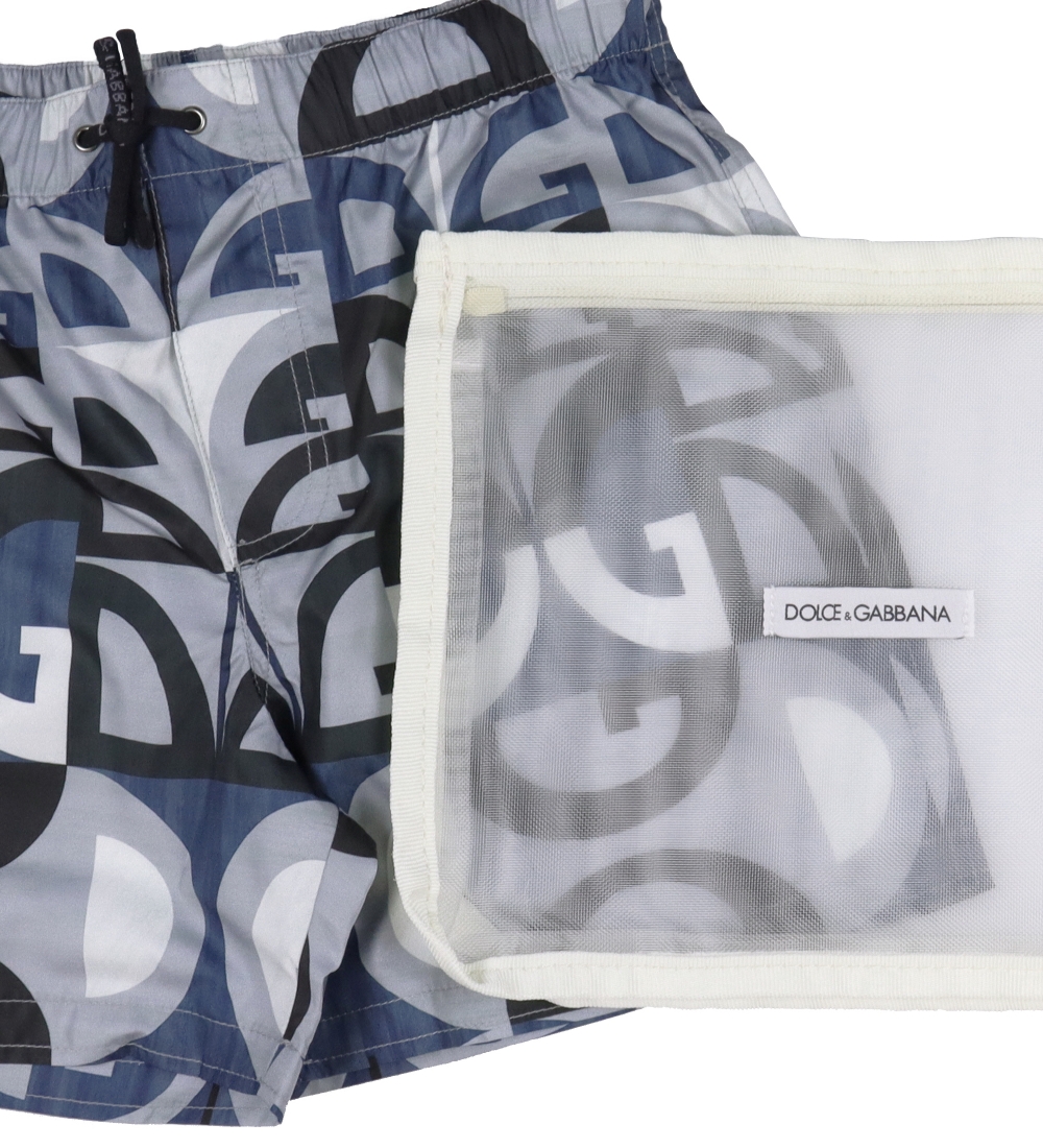Dolce & Gabbana Badeshorts - Grå/Blå m. Logoer