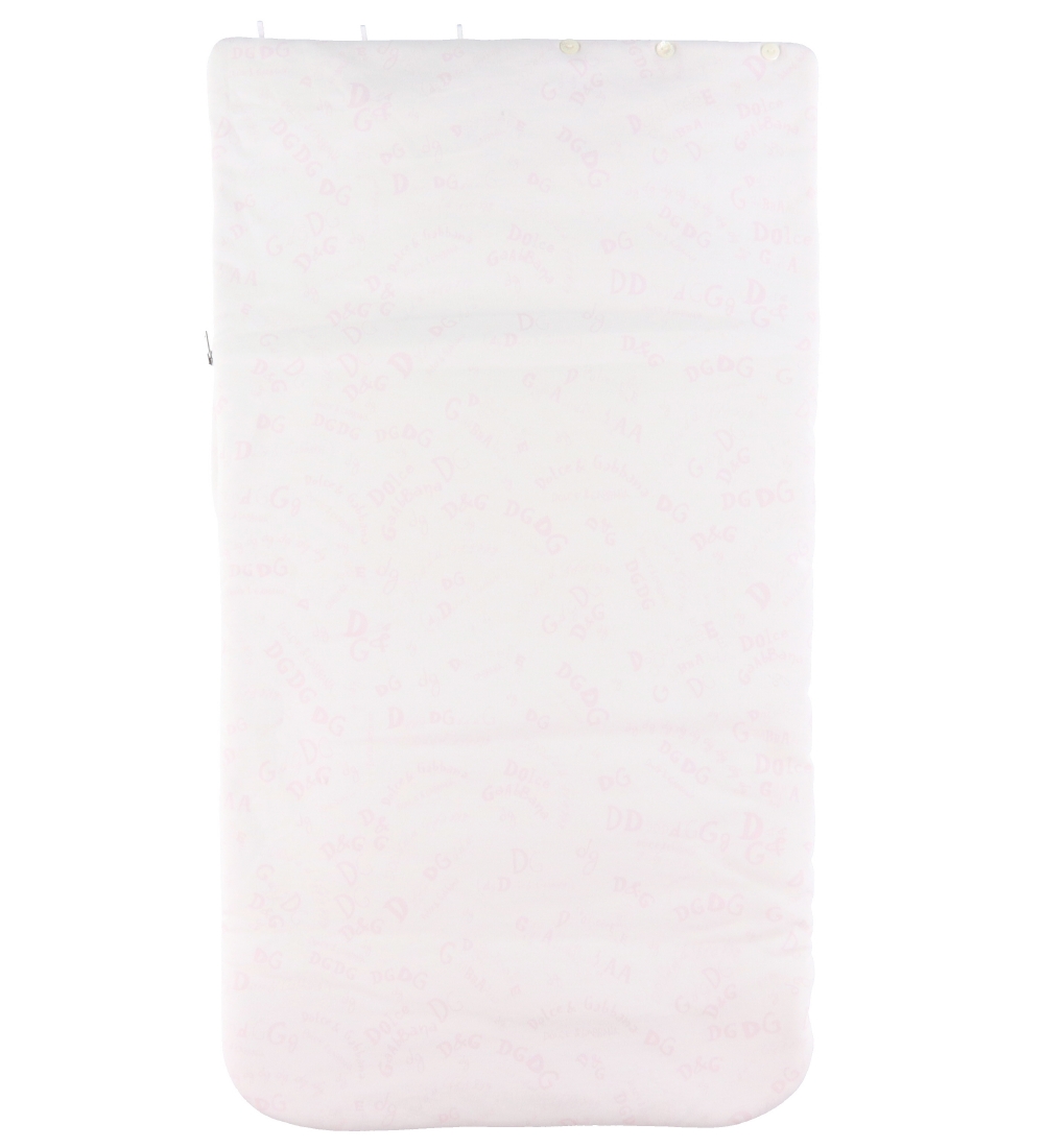 Dolce & Gabbana Kørepose - 80 cm - Hvid m. Lyserød Logoer