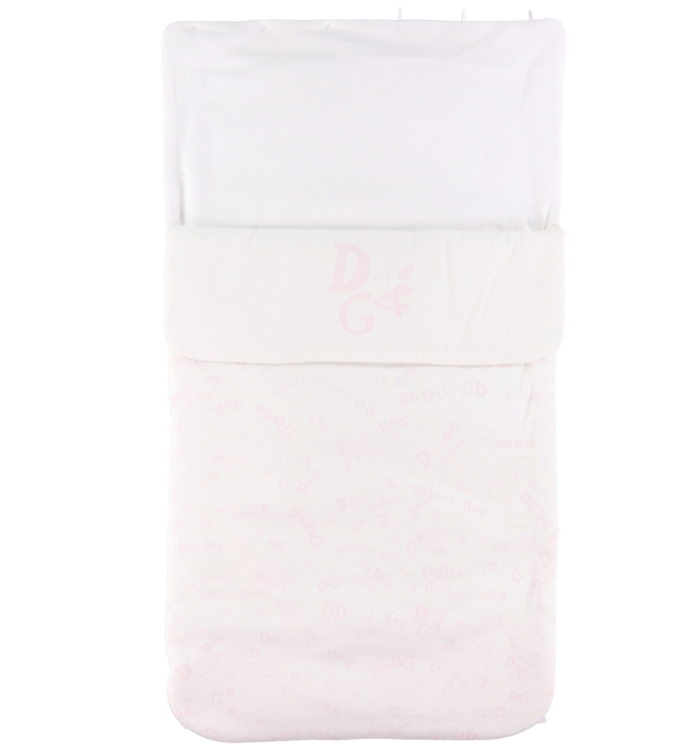 Dolce & Gabbana Kørepose - 80 cm - Hvid m. Lyserød Logoer