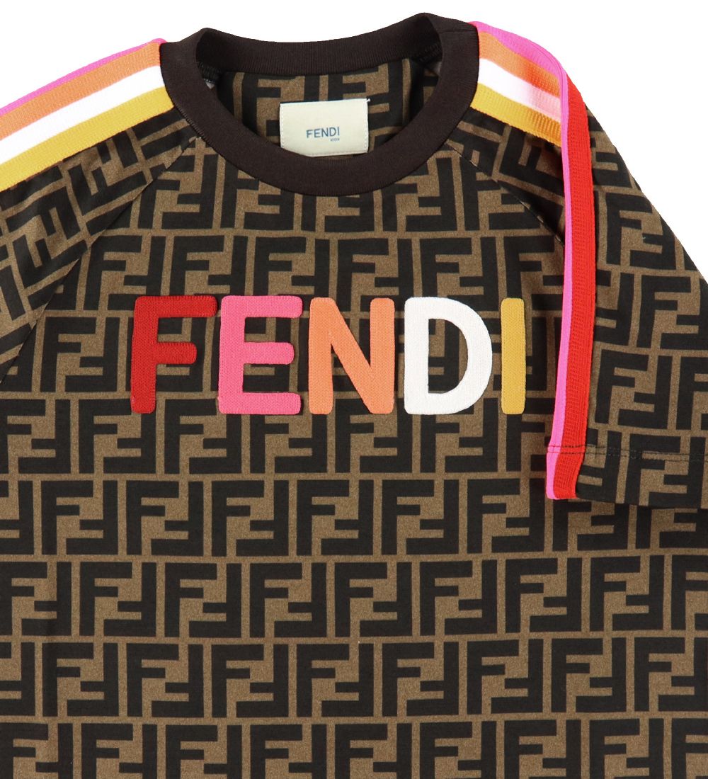 Fendi T-shirt - Brun m. Allover-logoprint