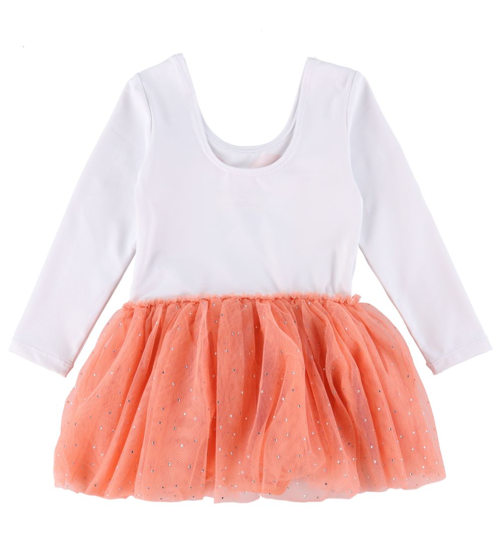 Stella McCartney Kids Kjole - Hvid/Rosa m. Tyl/Flamingoer