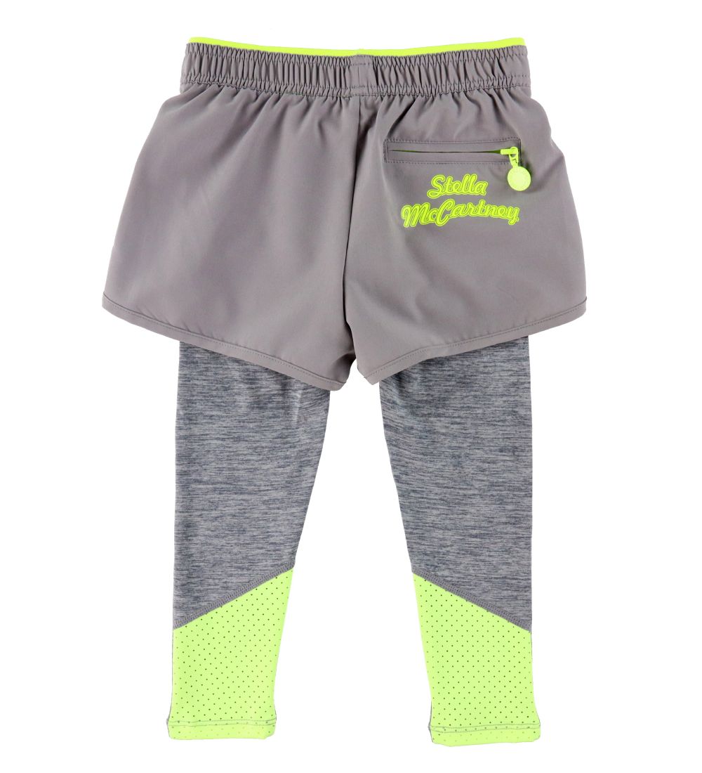 Stella McCartney Kids Leggings - Gråmeleret m. Neongul