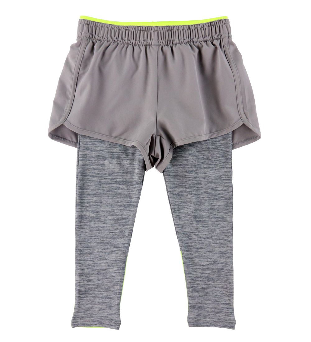 Stella McCartney Kids Leggings - Gråmeleret m. Neongul
