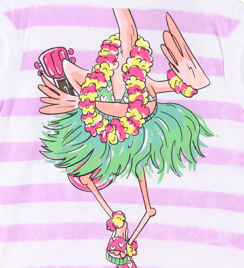 Stella McCartney Kids Kjole - Lilla/Hvidstribet m. Flamingo