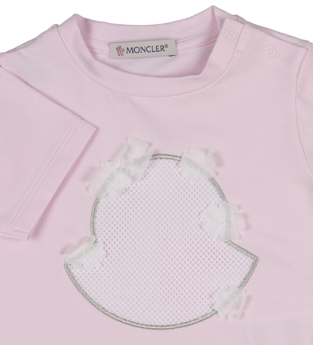 Moncler T-shirt - Rosa m. Mesh/Tyl