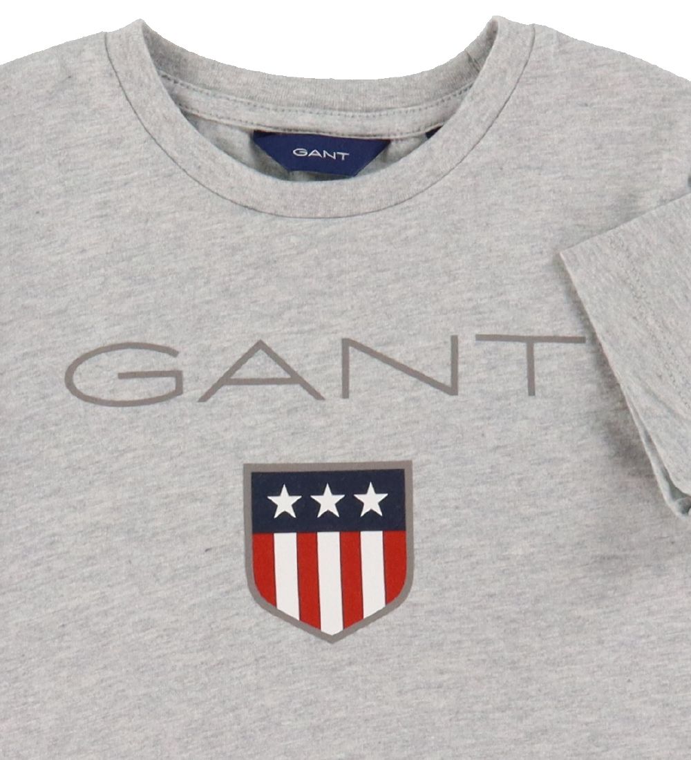 GANT T-shirt - Shield - Lysegrmeleret