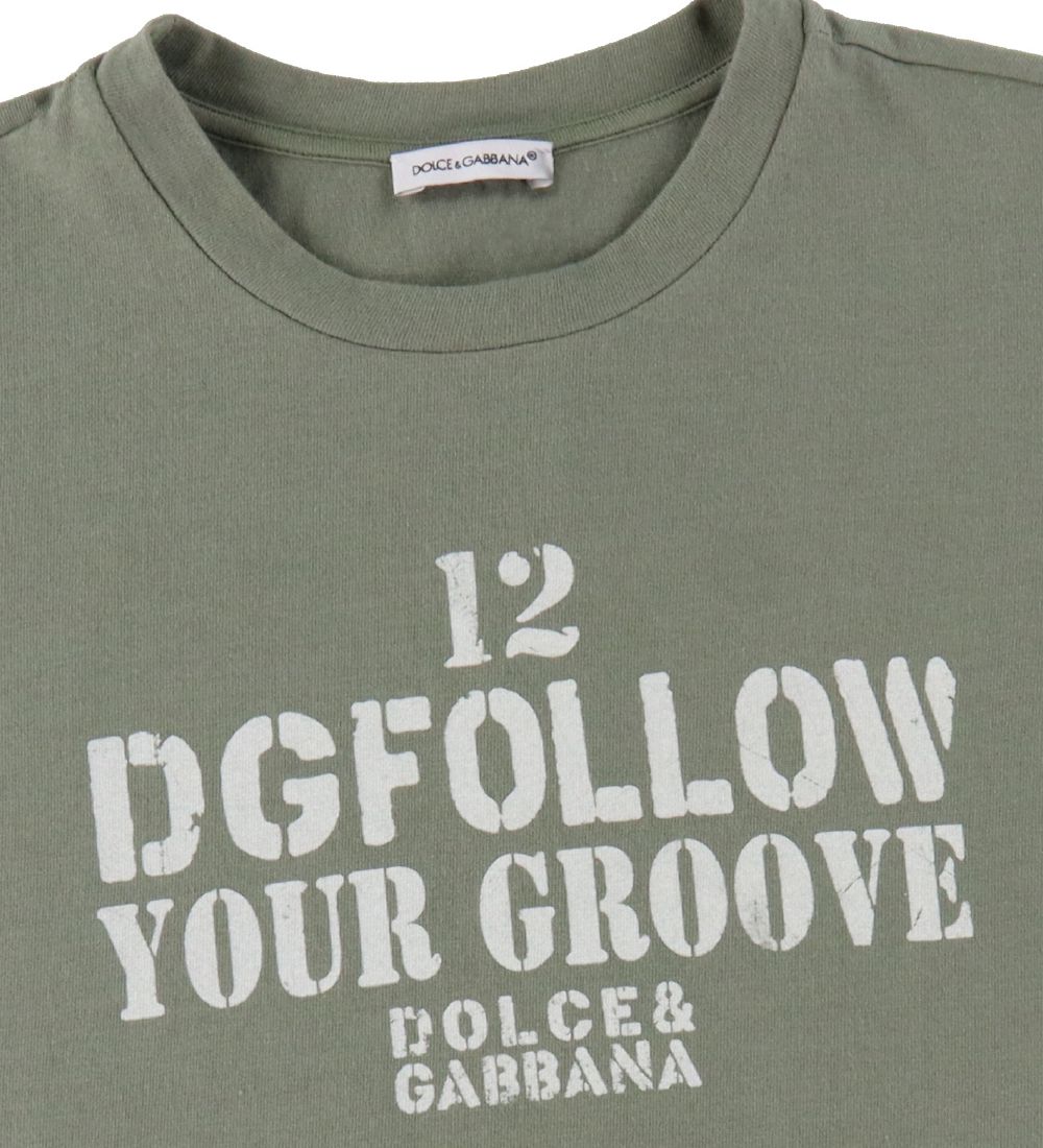 Dolce & Gabbana T-shirt - DG Skate - Armygrøn m. Hvid