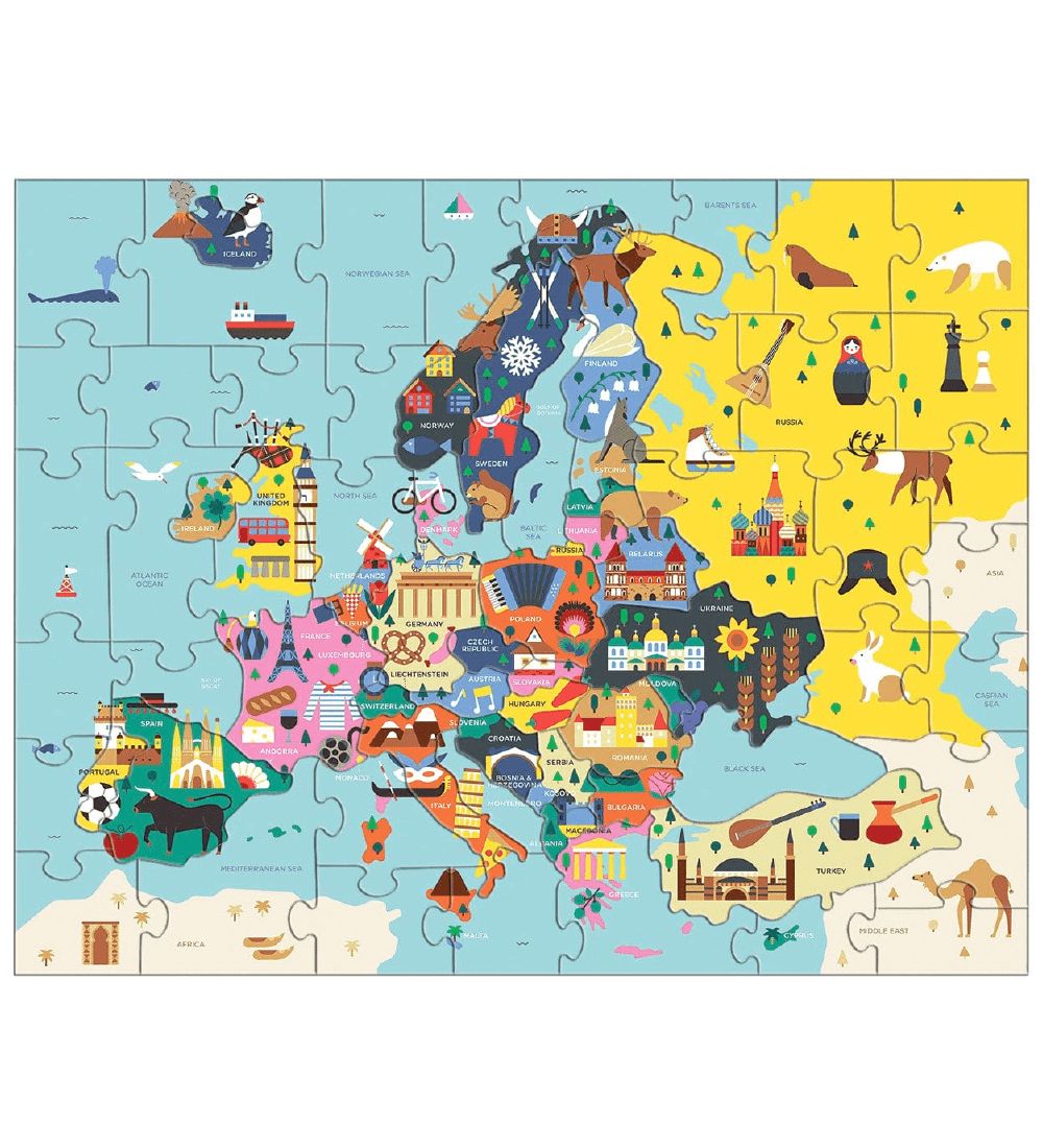 Mudpuppy Puslespil - 70 Brikker - Kort Over Europa