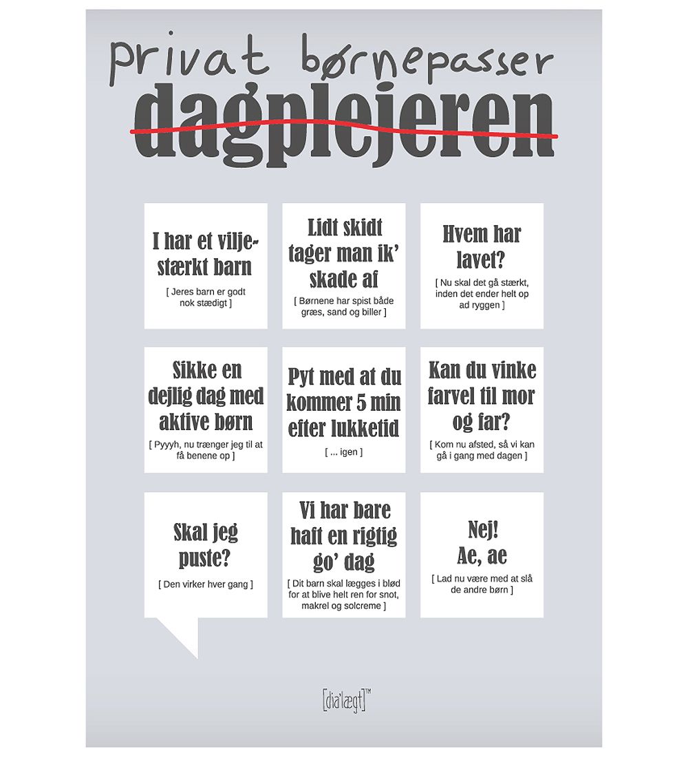 Dialægt Plakat - 30x42 - Privat Børnepasser