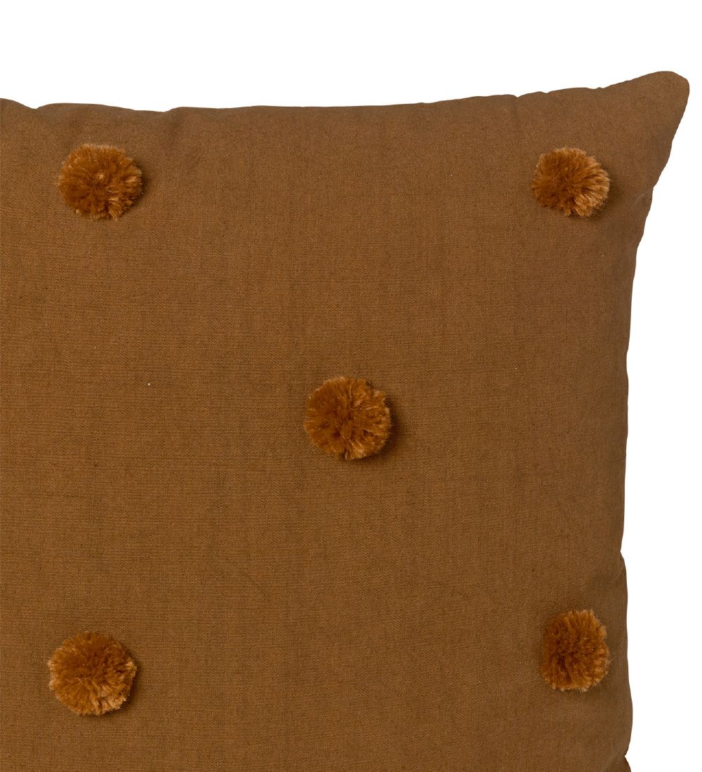 ferm Living Pude - 48x48 - Sugar Kelp Mustard m. PomPom