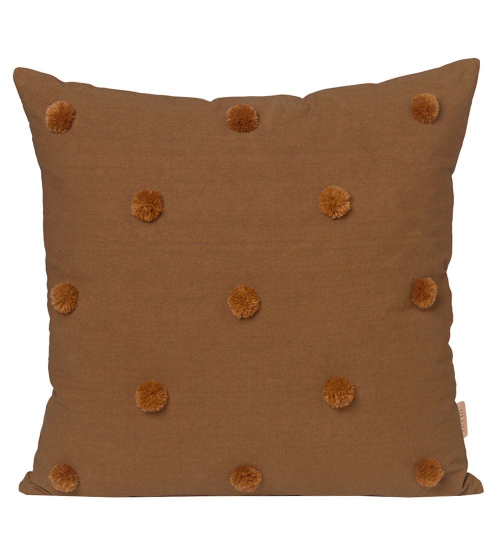 ferm Living Pude - 48x48 - Sugar Kelp Mustard m. PomPom