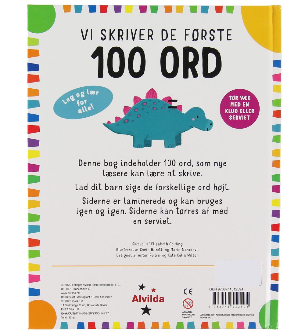 Alvilda Bog - Skriv og Visk ud - De Første 100 Ord - Dansk