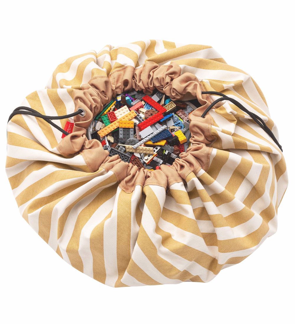 Play&Go Legetøjstæppe - Ø140 cm - Stripes Mustard