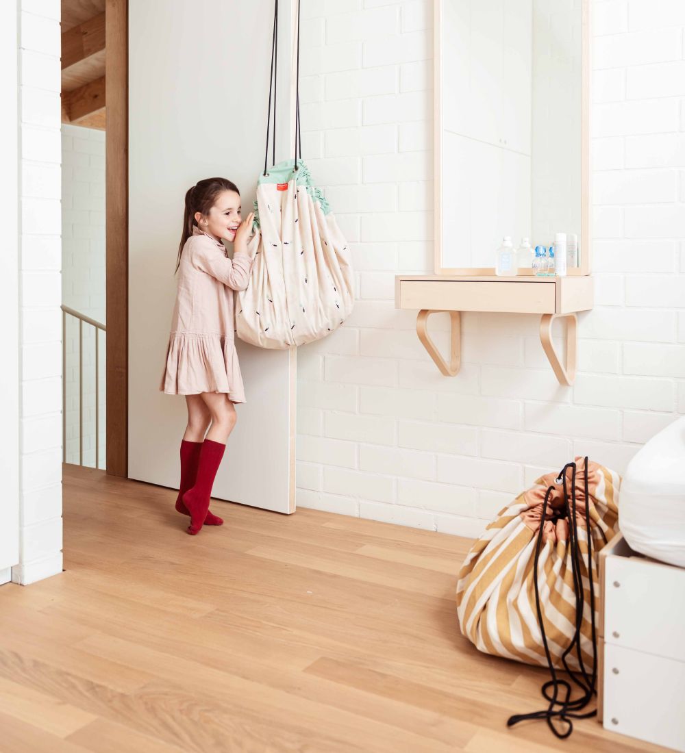 Play&Go Legetøjstæppe - Ø140 cm - Stripes Mustard