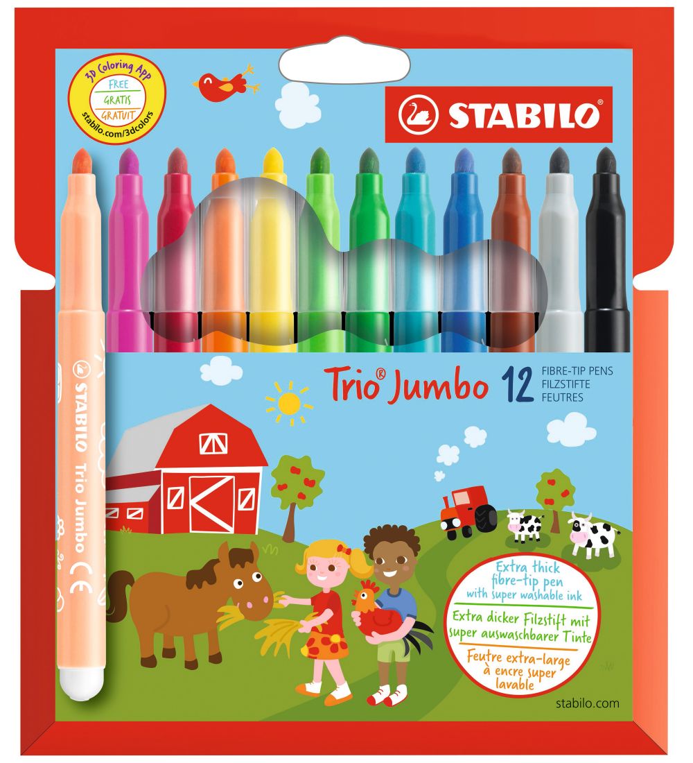 Stabilo Tuscher - Trio Jumbo - 12 stk. - Multifarvet