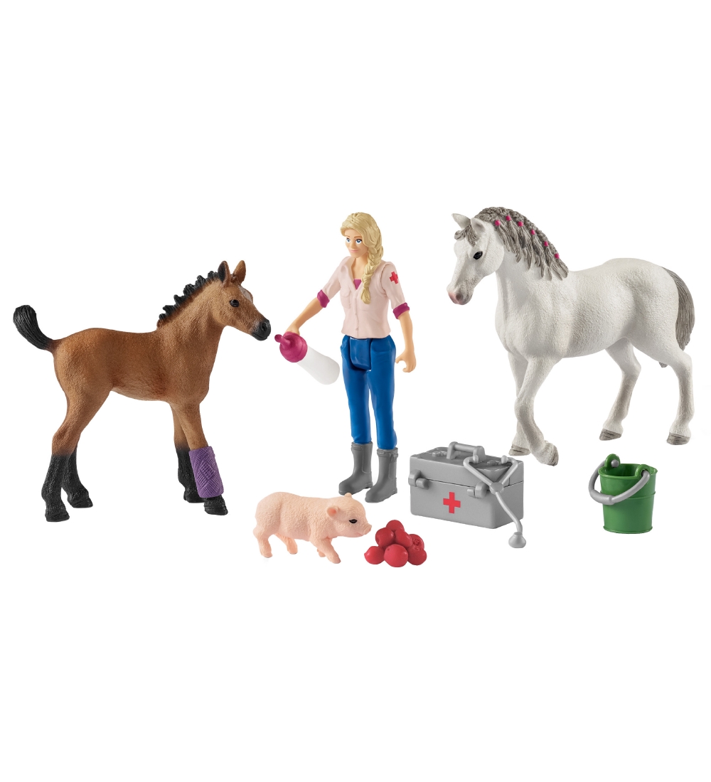Schleich Farm World - 10 cm - Dyrlægebesøg m. Heste 42486