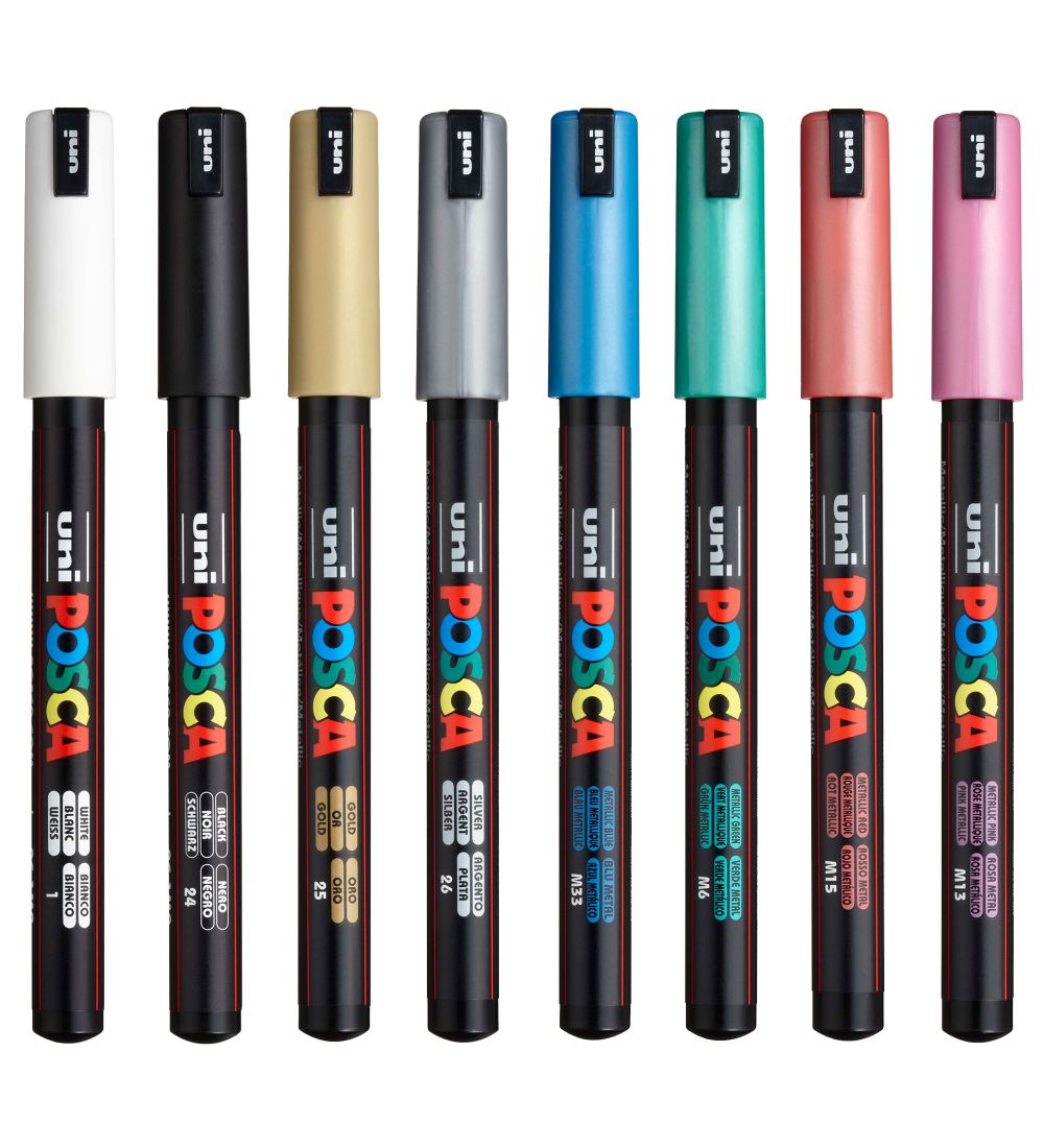 Posca Tuscher - PC-1MR - 8 stk. - Metallisk Multifarvet