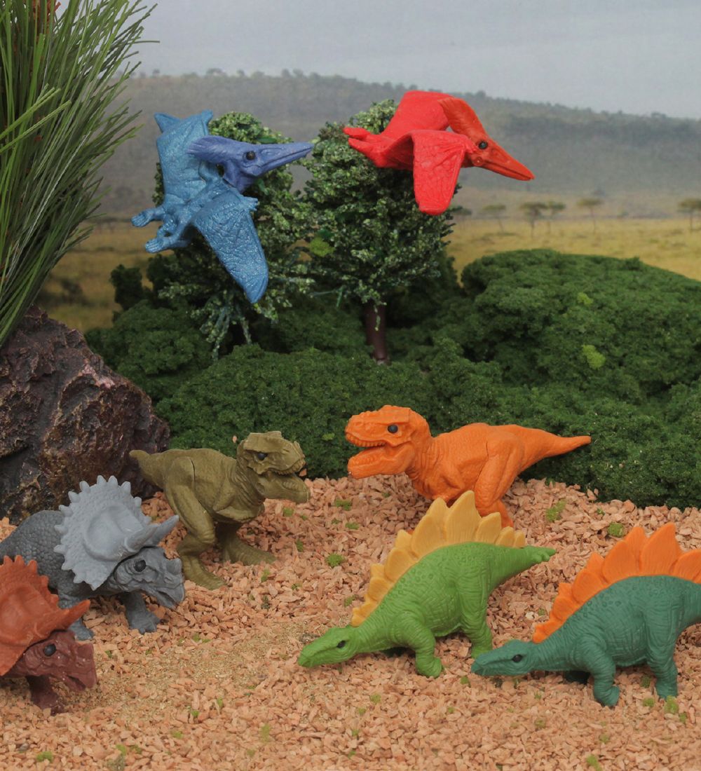 Iwako Viskelædere - Dinosaurer Sæt - 9 Dele