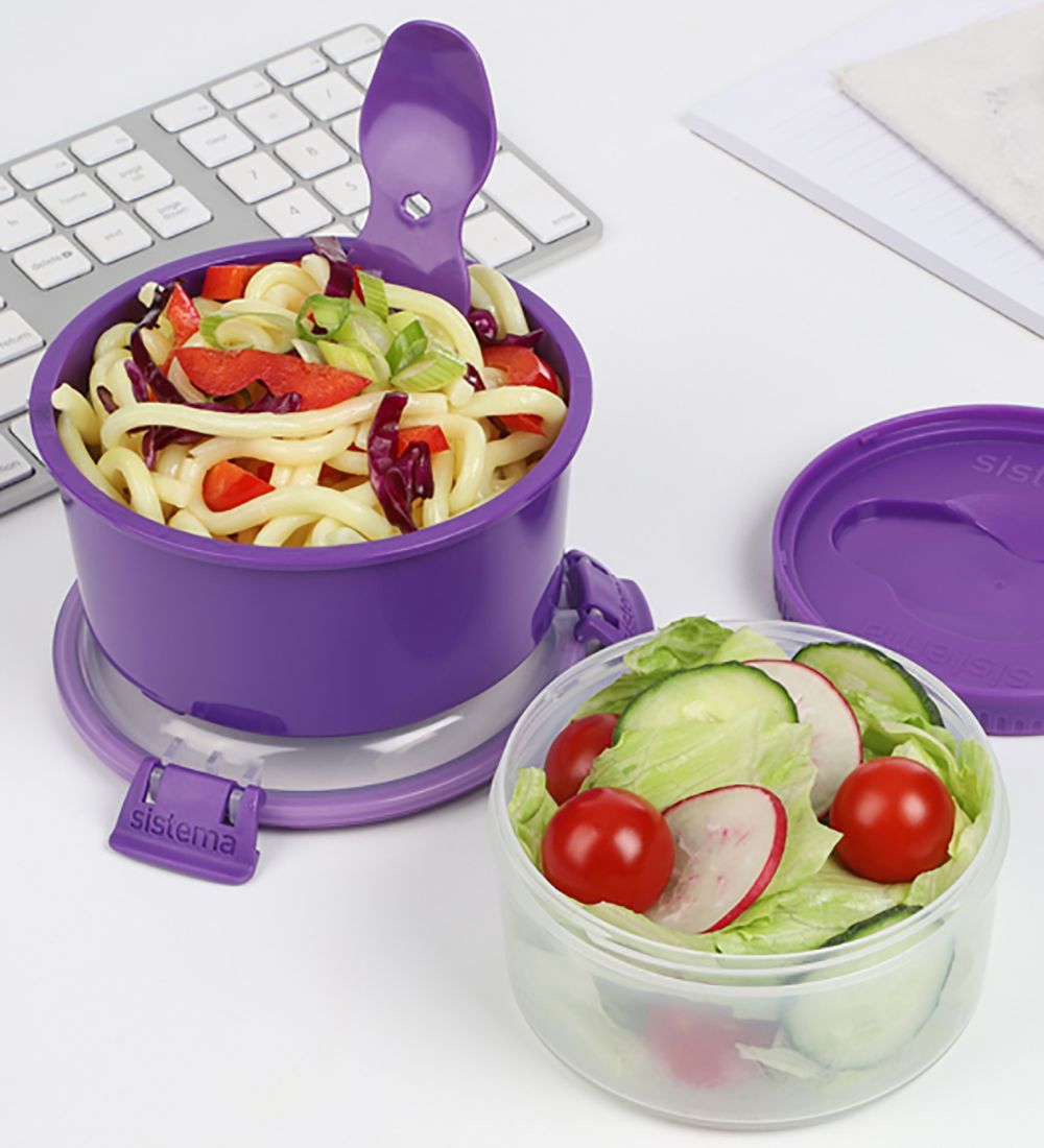 Sistema Madkasse m. Bestik - Lunch Stack - 965 ml - Lilla