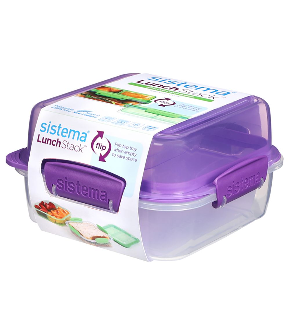 Sistema Madkasse - Lunch Stack Square - 1,24 l - Lilla