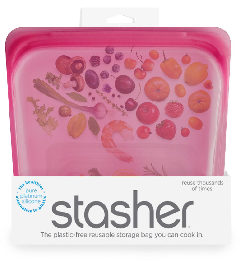 Stasher Opbevaringspose - Medium - 450 ml - Raspberry