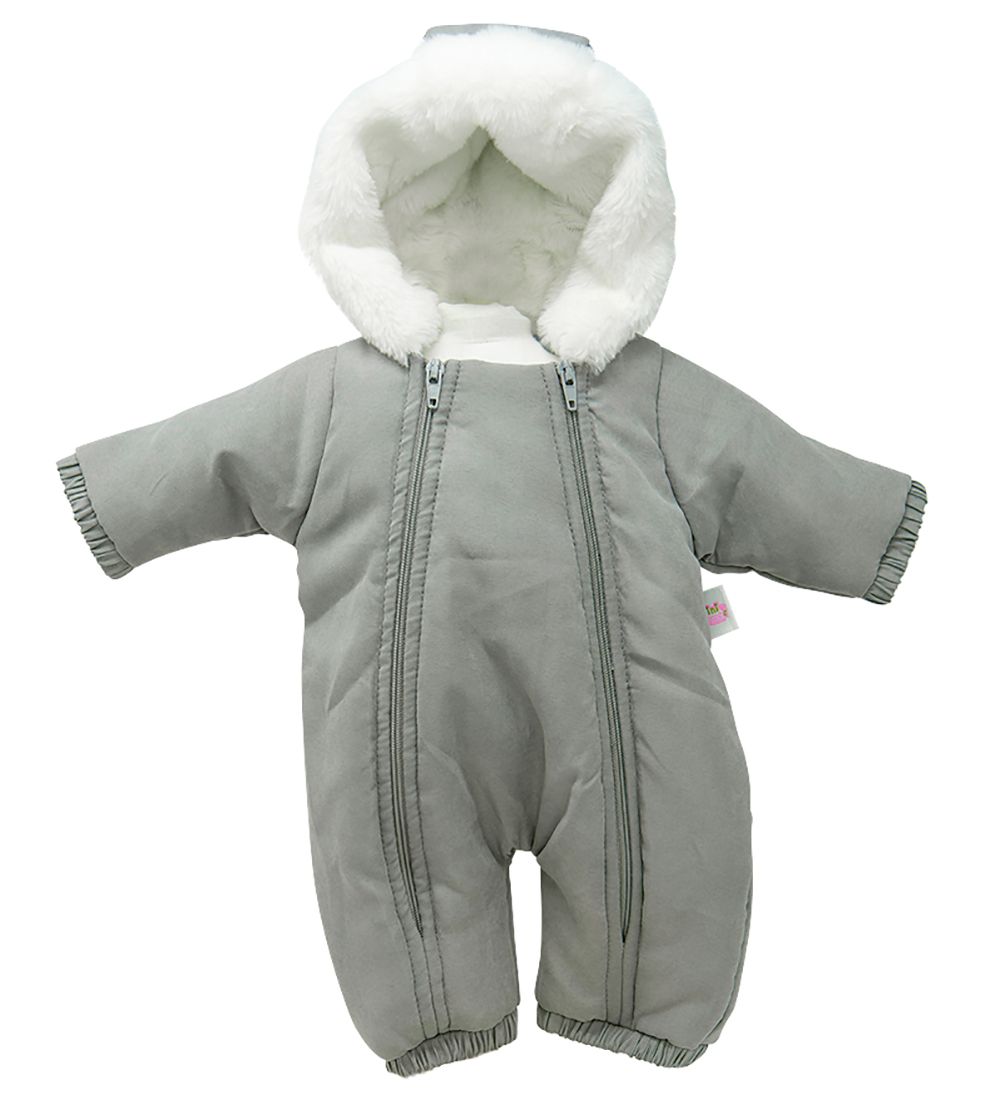 Mini Mommy Flyverdragt til Dukke - 45 cm - Grå m. Imiteret Pels